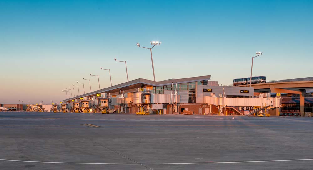 View of the Phoenix Sky Harbor International Airport's Terminal 3 South Concourse from the runway