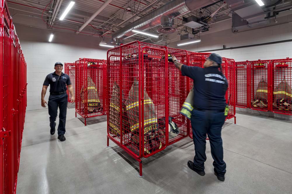 The public safety facility's turnout room