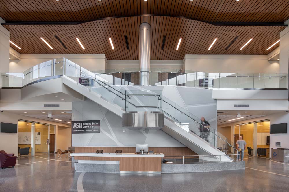 View from the entrance doors of the community center