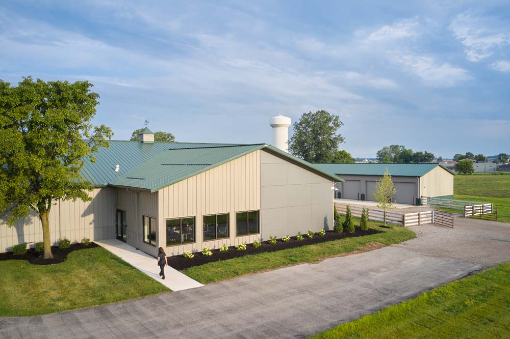 View from the side of the large animal facility