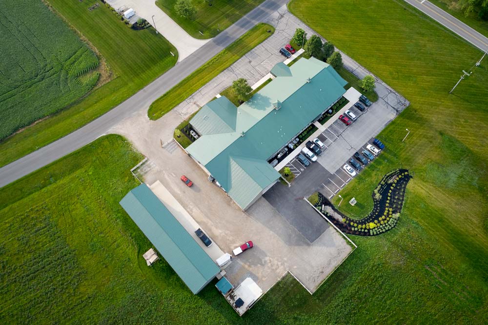 Aerial view from above of the large animal facility