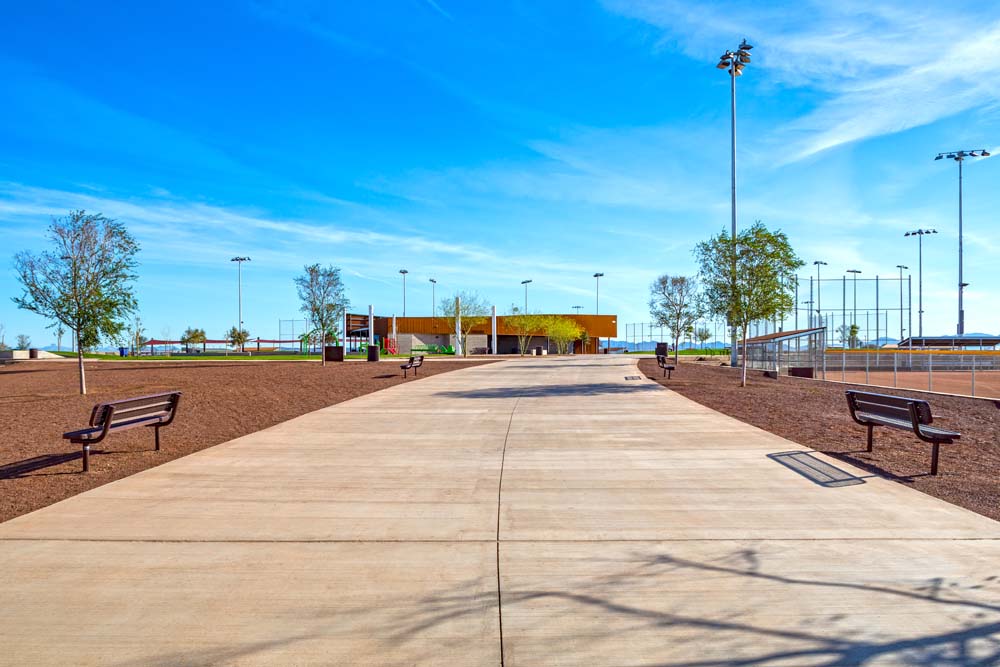 Walking path of the athletic complex near sports field