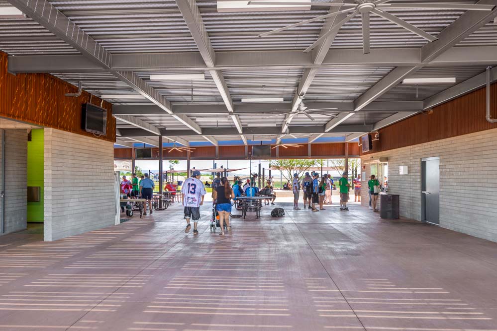 View from corridor of concessions building