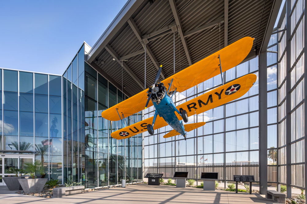 Suspended airplane at the terminal