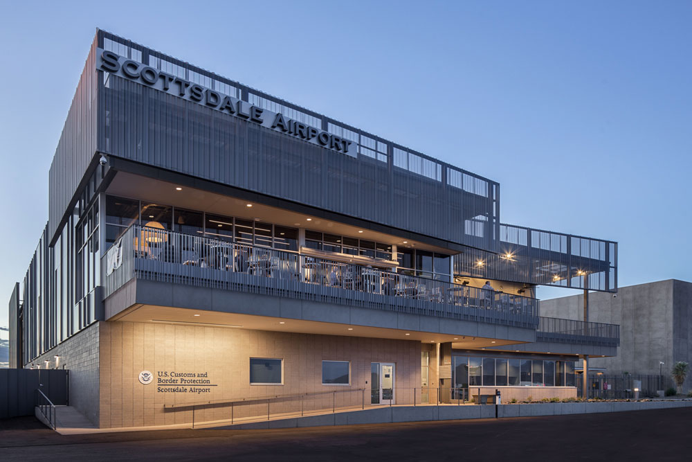 View looking at the restaurant from the runway