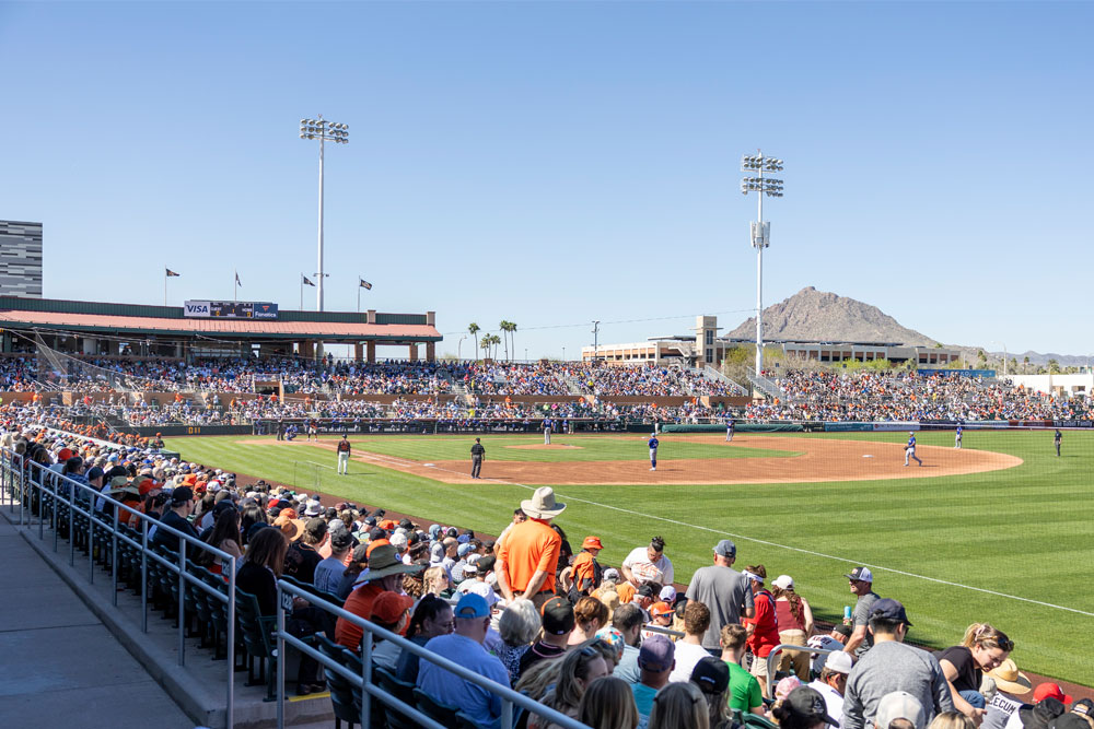 Looking onto the field at the spring training facility