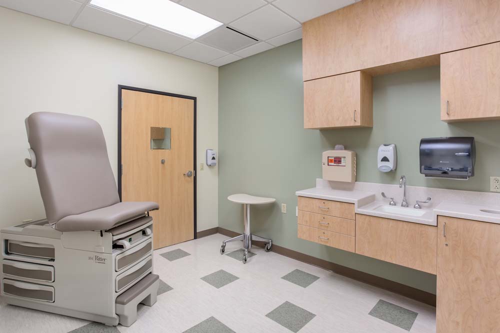 Exam room in the clinic