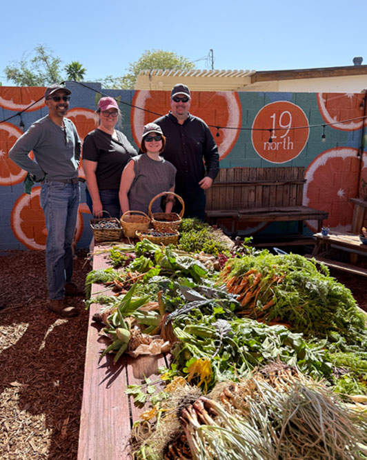 DWL team members volunteering at a local garden